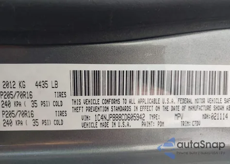 2012 Jeep Patriot Sport z USA, uszkodzony, nr VIN 1C4NJPBB8CD605942